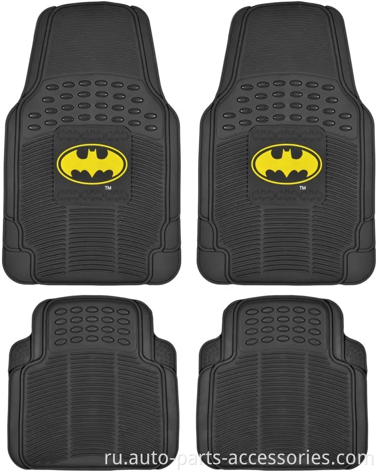 Бэтмен -резиновый пол коврики 4 ПК с передней частью тяжелой защиты от атмосфера